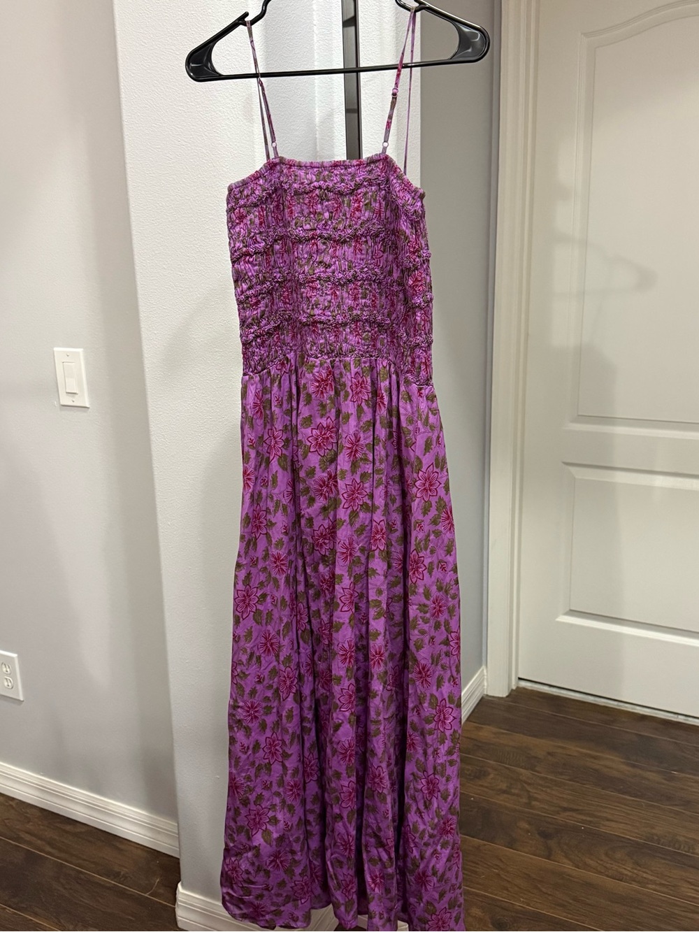 NWT Cottagecore Smocked Floral Midi Dress Purple Prairie Sundress Size Small - Picture 5 of 5